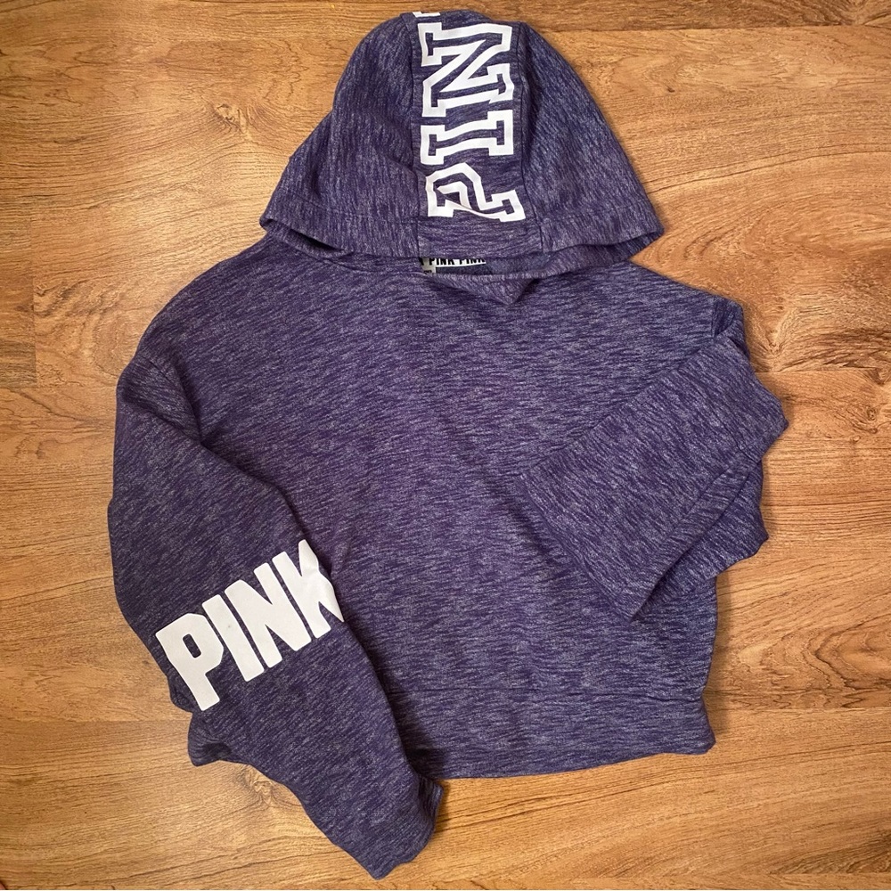 Victoria’s Secret PINK Logo Light Weight Purple Crop Sweatshirt
